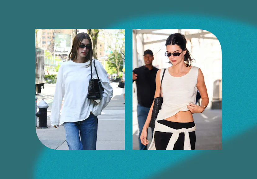 Hailey Bieber and Kendall Jenner wearing flip-flops.