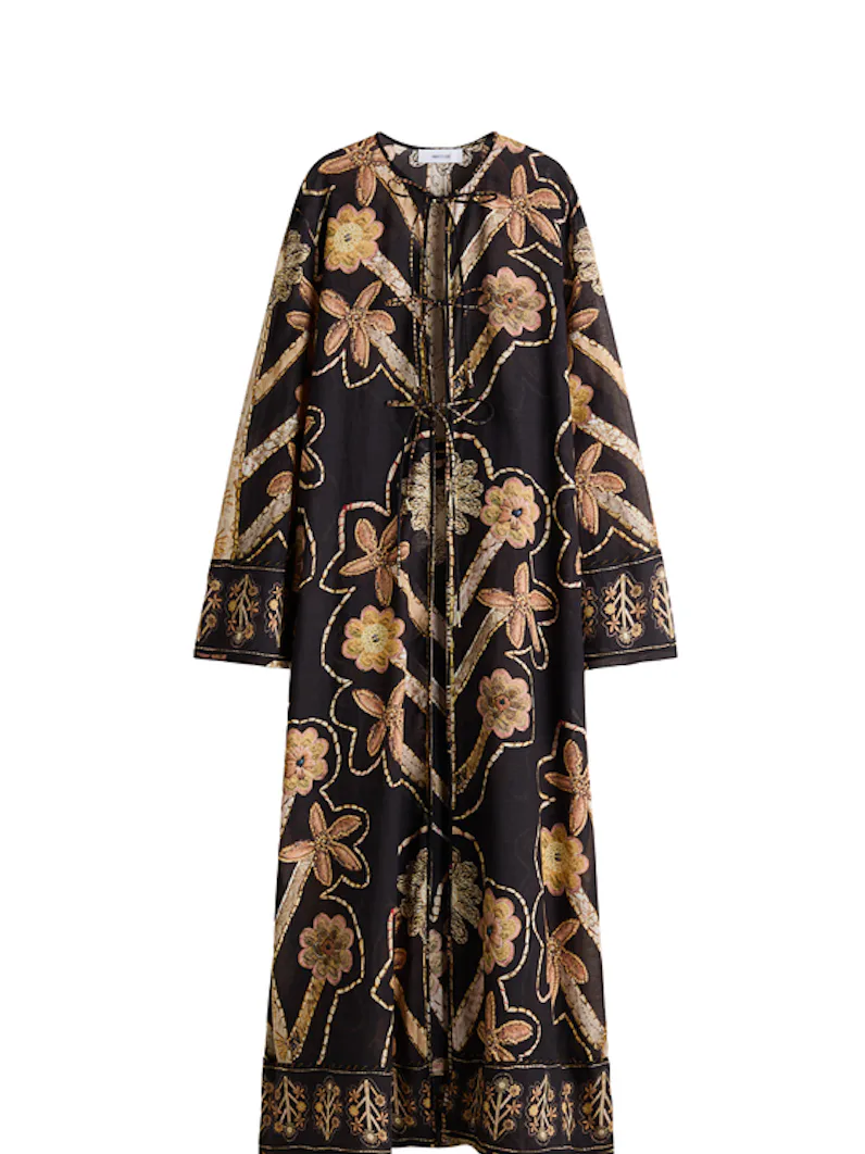 Floral-Print Tie-Detail Kaftan Dress