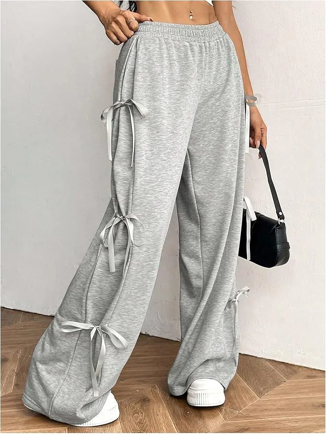 Verdusa Baggy Sweatpants with Side Bows 