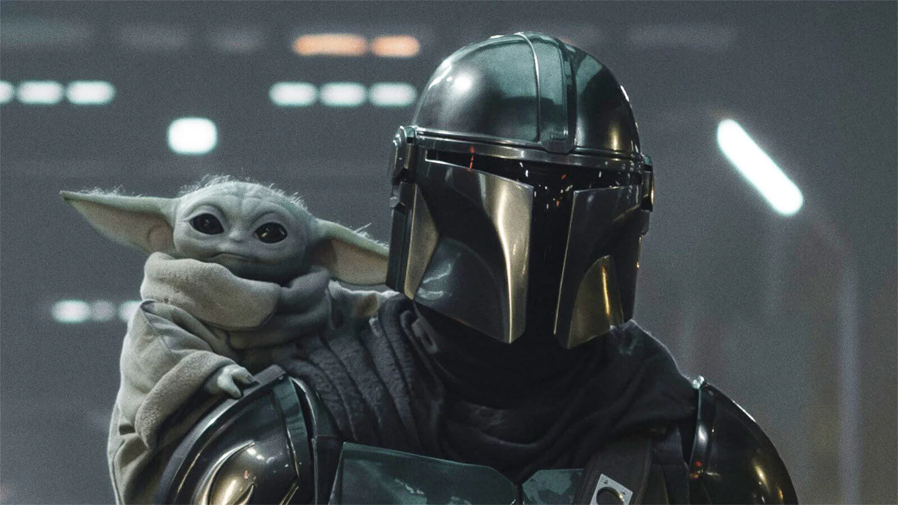 Grogu and Din Djarin (Pedro Pascal) in The Mandalorian and Grogu