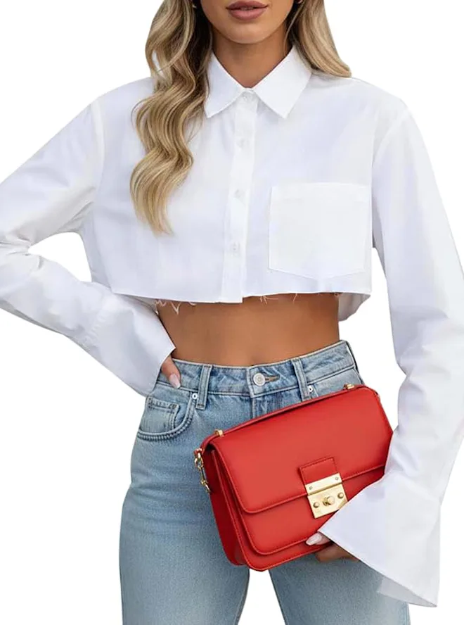 Remidoo Cropped Button Down Shirt