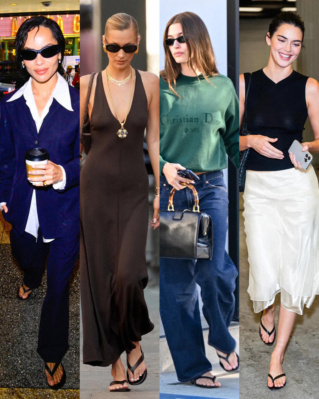 A comp of different celebs wearing thong sandals