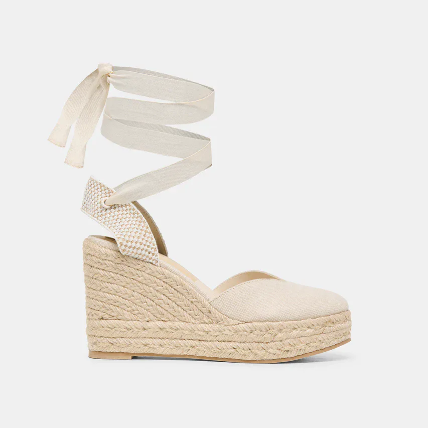 Noura Wedges Ecru Linen