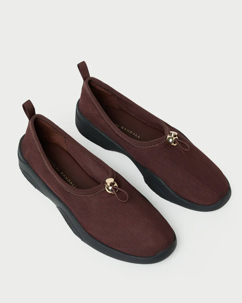 Raina Dark Brown Mesh Flat