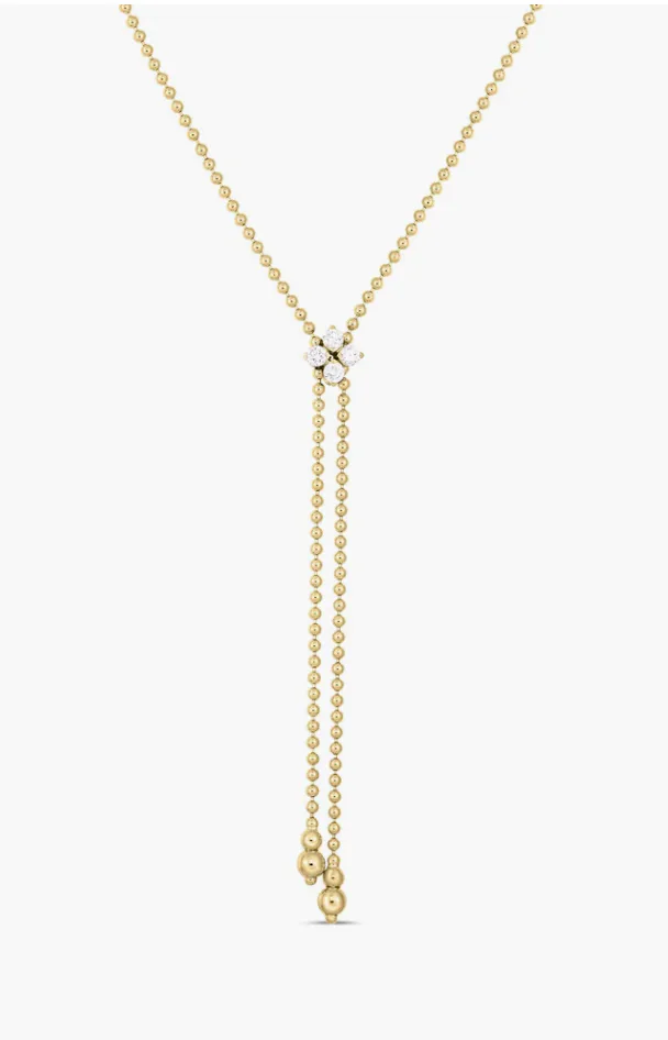 LOVE IN VERONA DIAMOND FLOWER LARIAT NECKLACE