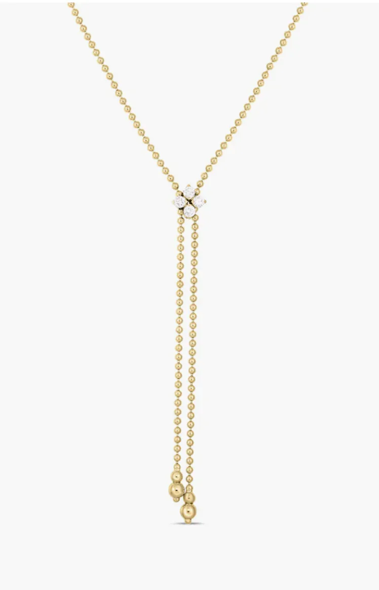 LOVE IN VERONA DIAMOND FLOWER LARIAT NECKLACE