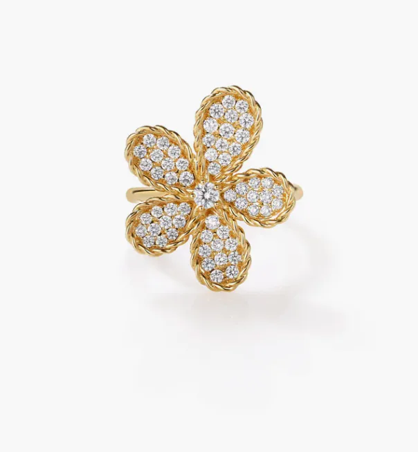 JASMINE PAVÉ DIAMOND FLOWER RING