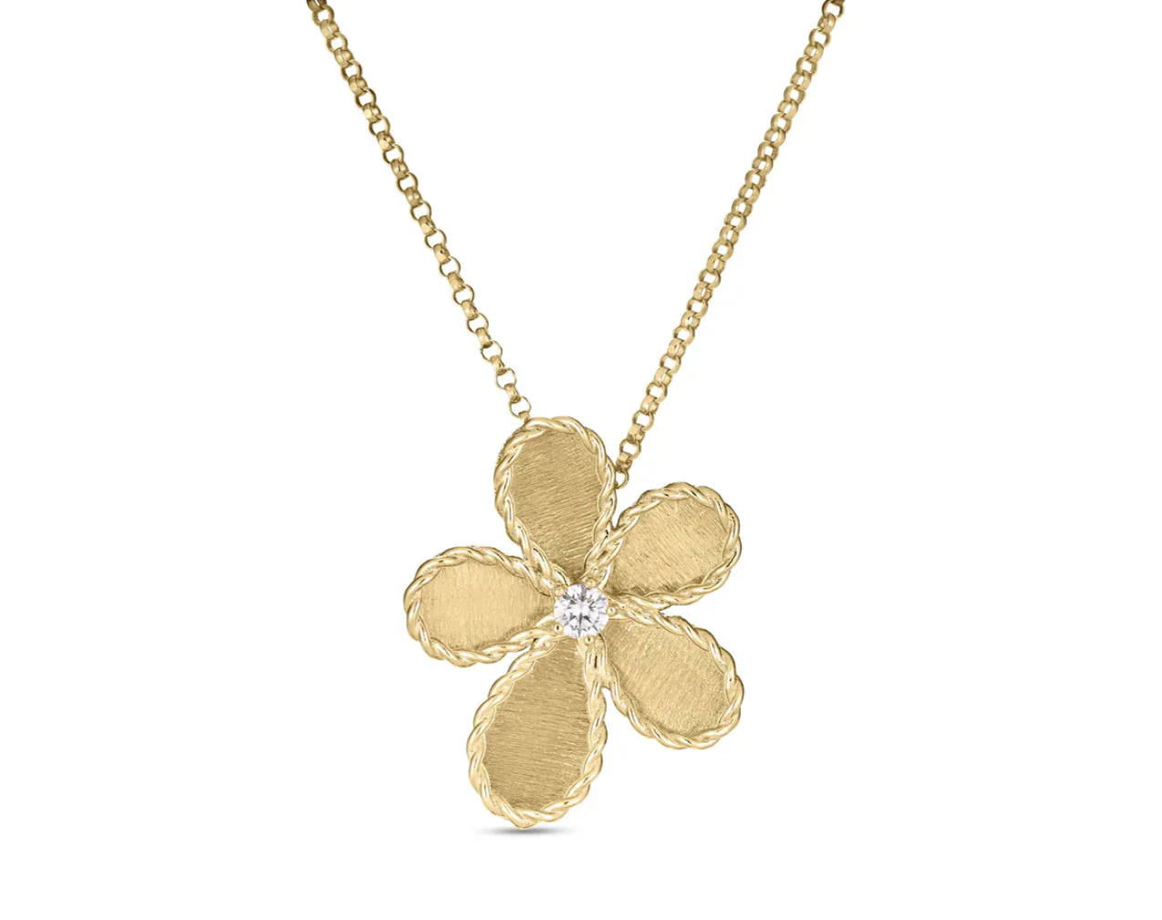 JASMINE DIAMOND AND SATIN FINISH FLOWER NECKLACE