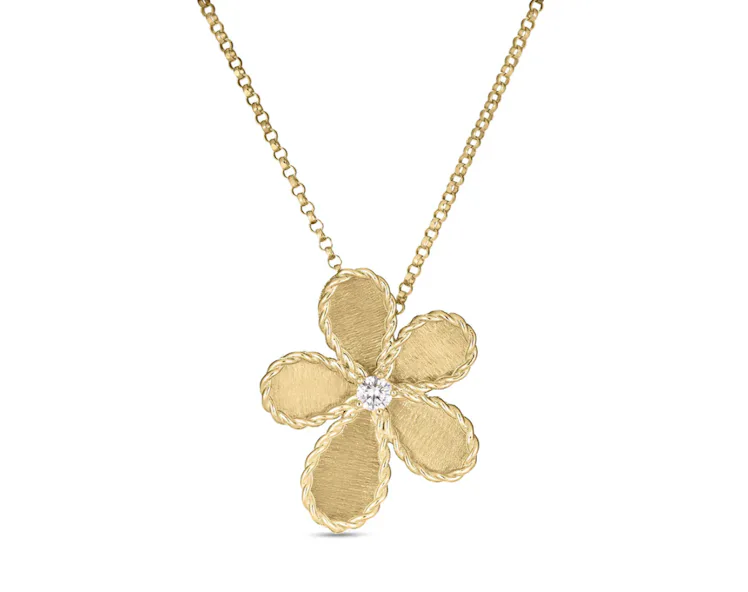 JASMINE DIAMOND AND SATIN FINISH FLOWER NECKLACE
