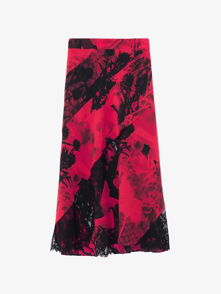 Women's Floral Slashed Midi Skirt