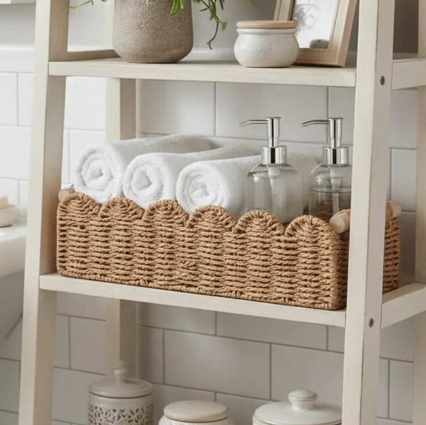 CubesLand Rope Scalloped Edge Storage Basket