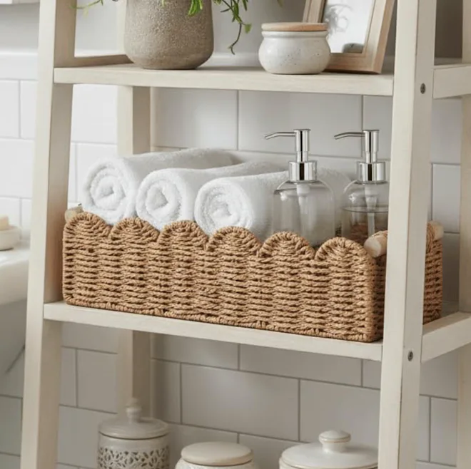 CubesLand Rope Scalloped Edge Storage Basket