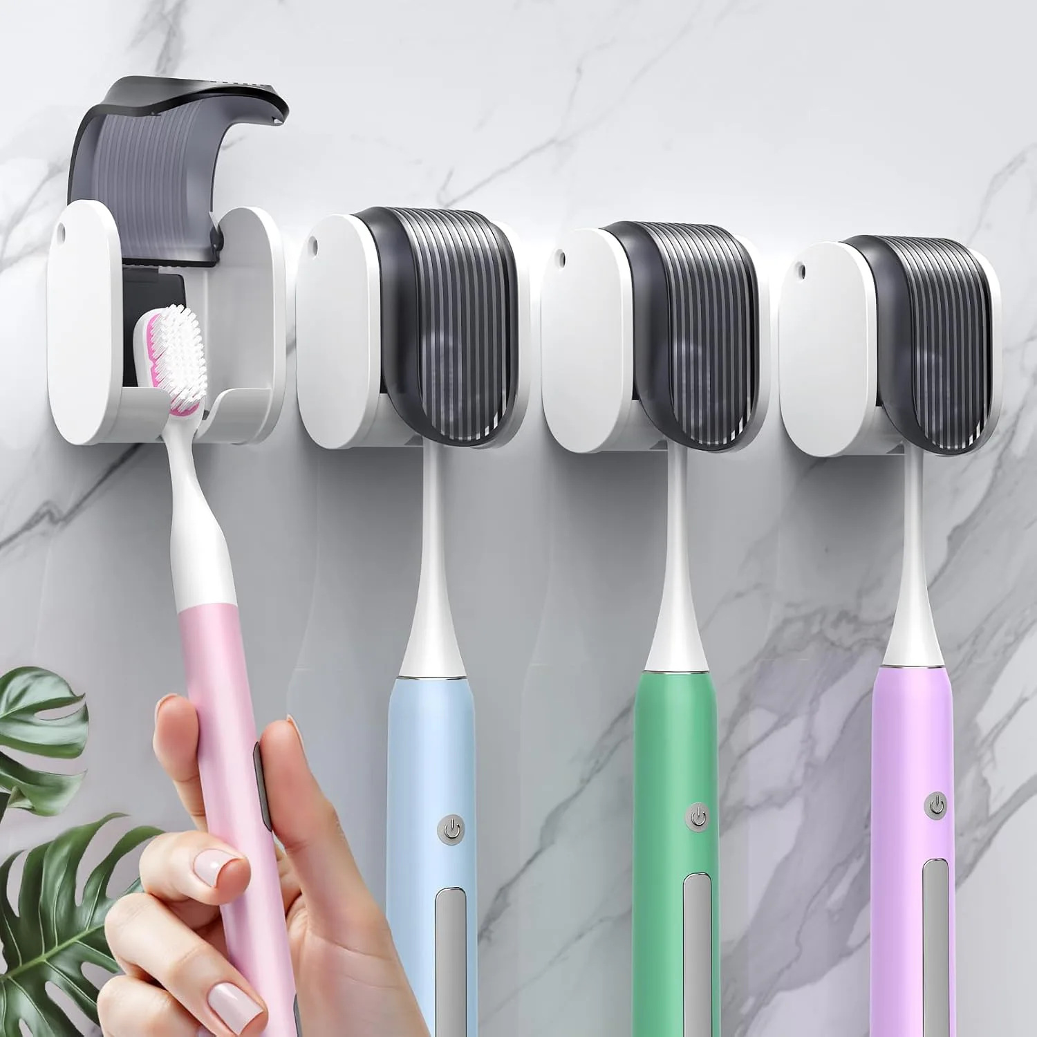 LUWUIDEN Dustproof Wall Mounted Toothbrush Holders (4-Pack)