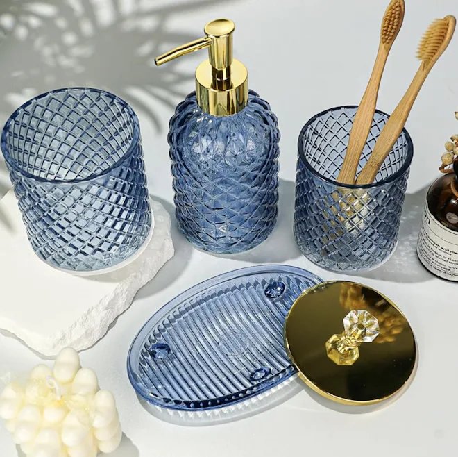 Haturi Glass Bathroom Accessory Set (4 Pieces)