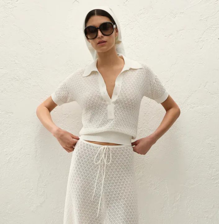 Faithfull Lenna Skirt Pointelle Lace Vintage White