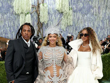 ay-Z, Beyoncé and Blue Ivy Carter attend the 2026 Met Gala celebrating "Costume Art" at the Metropol...