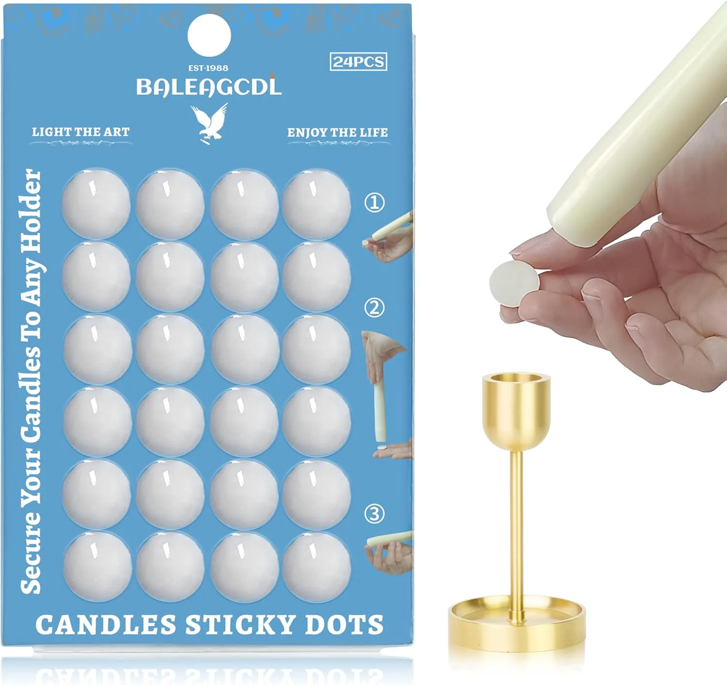 ZECHKAVAA Taper Candle Sticky Dots (24-Pack)