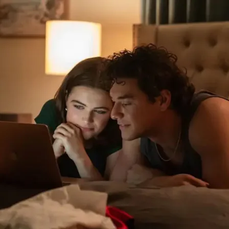 Belmont Cameli and Ella Bright discussed filming 'Off Campus' sex scenes.