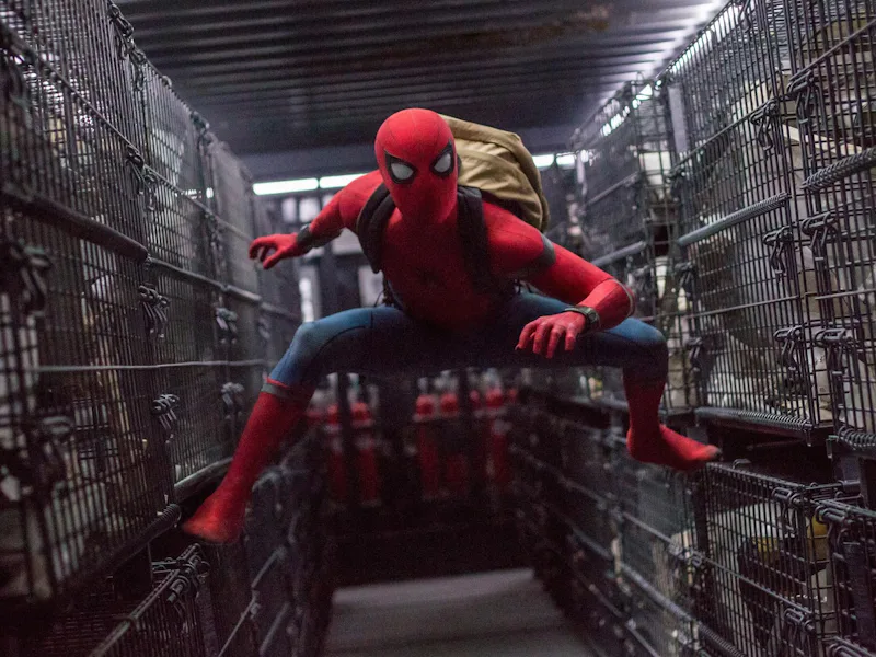 Tom Holland as Peter Parker/Spider-Man in Spider-Man: Homecoming