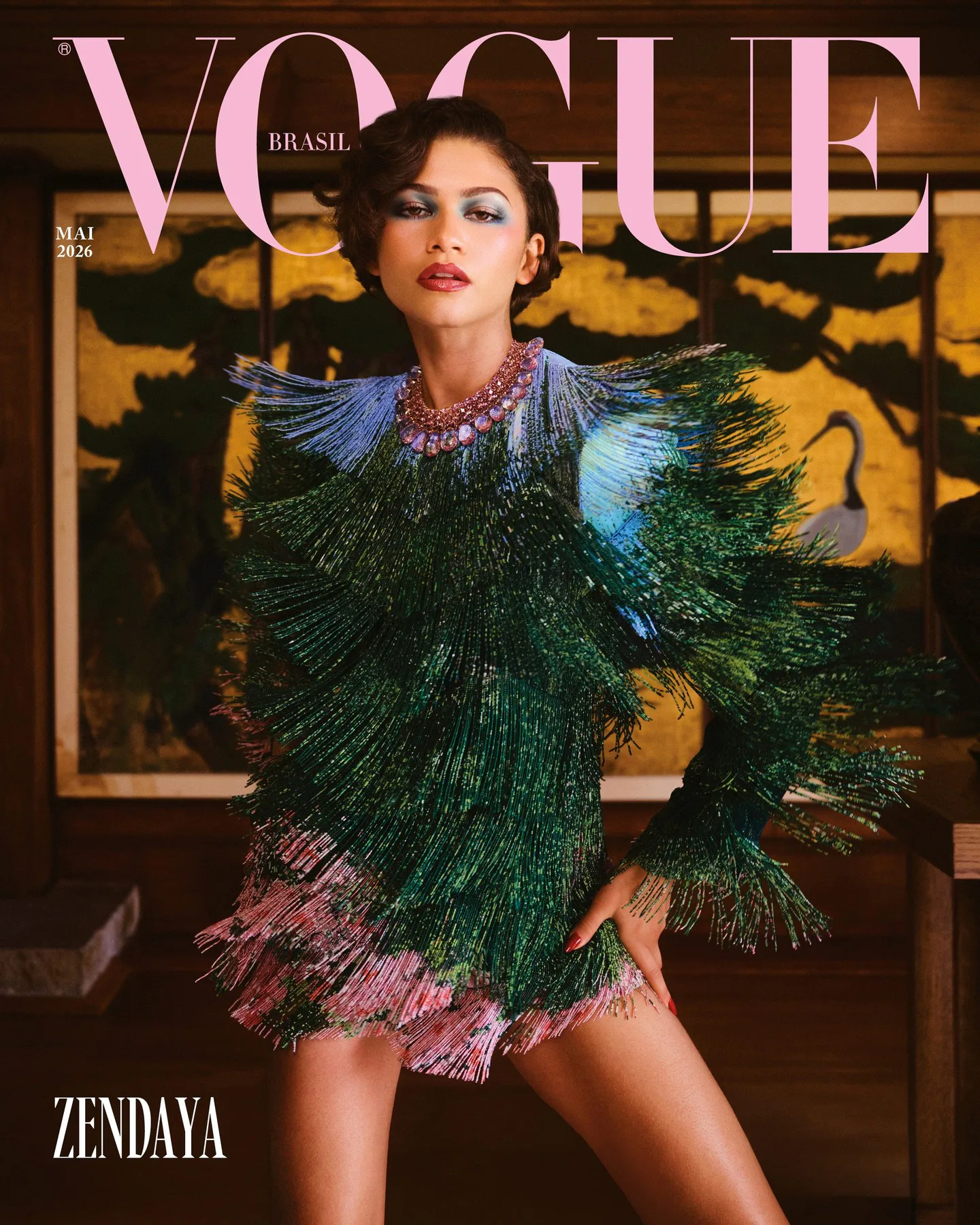 Zendaya on the cover of Vogue Brasil with halo eye makeup