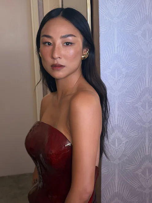 Greta Lee with long hair