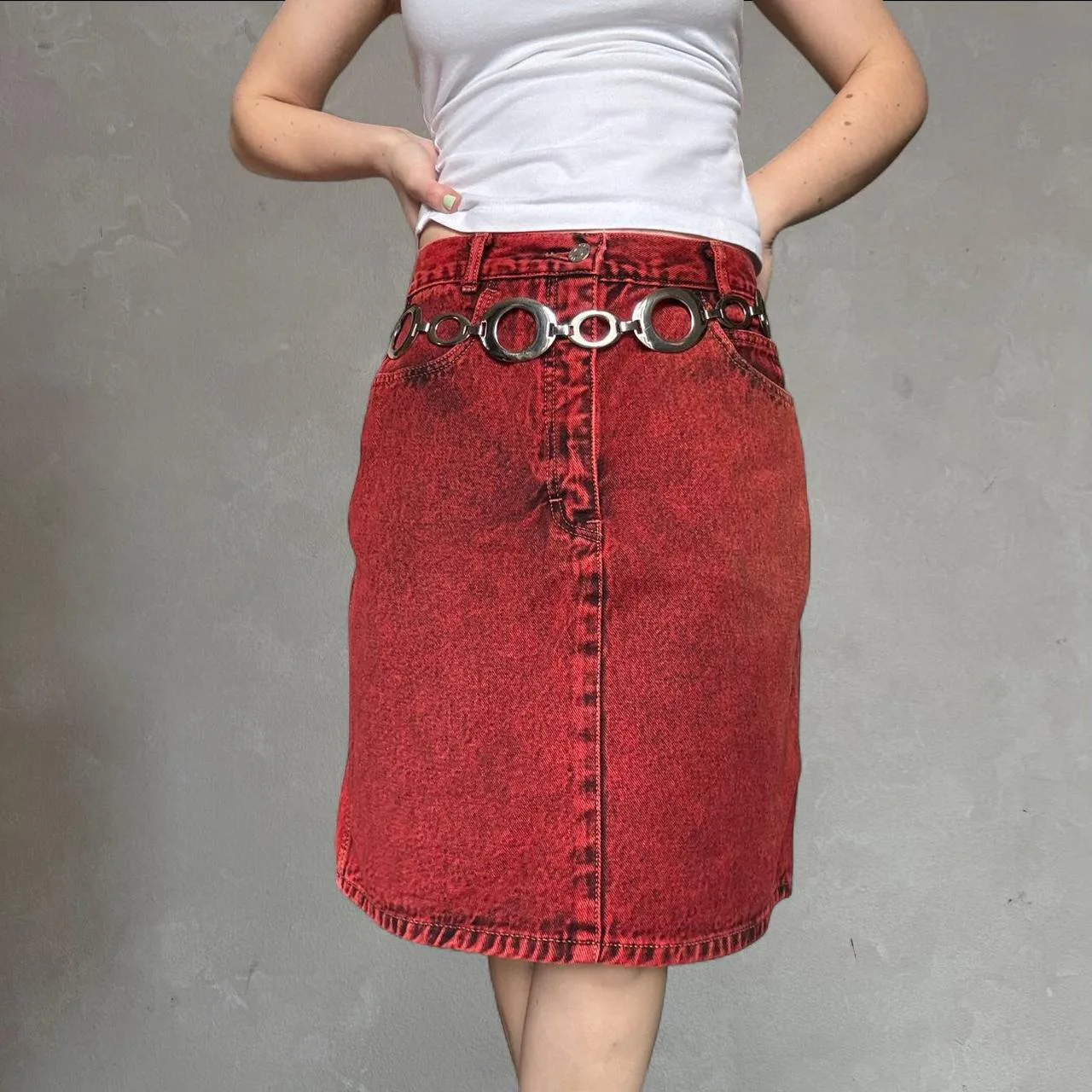 Women's Red and Burgundy Skirt
