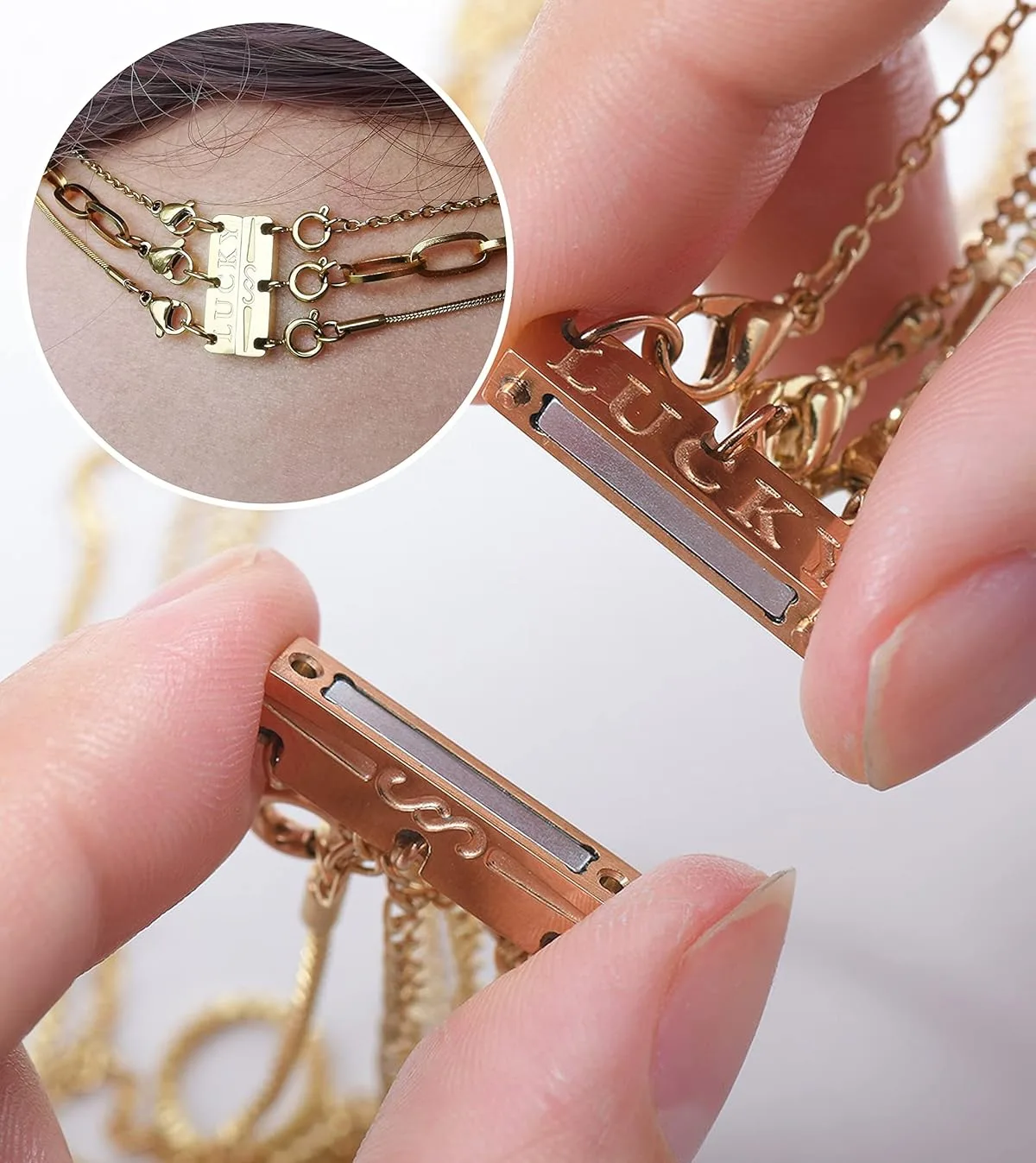 OHINGLT Lucky Necklace Layering Clasps