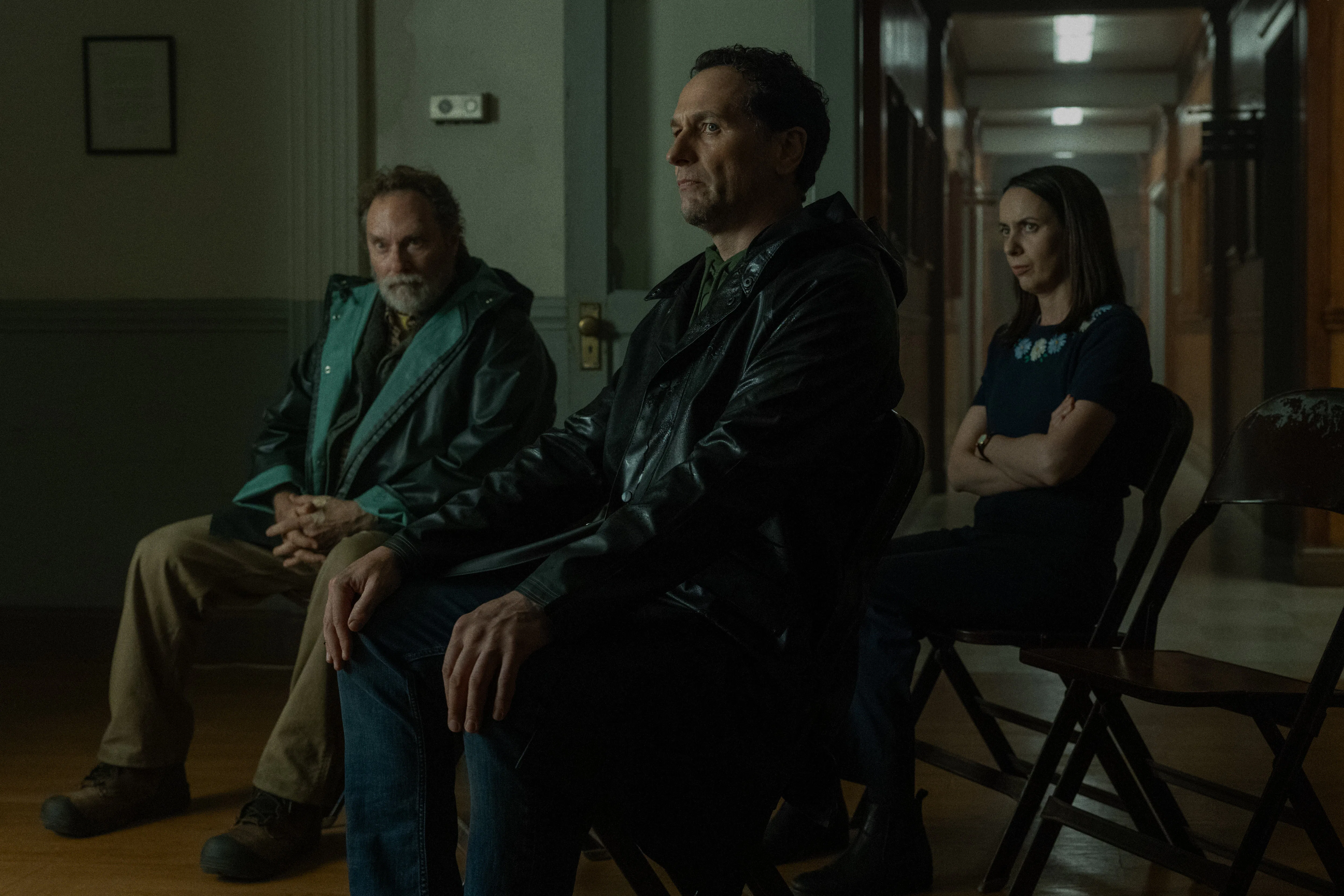 Stephen Root, Matthew Rhys and Kate O’Flynn in "Widow’s Bay," now streaming on Apple TV.