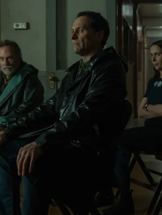 Stephen Root, Matthew Rhys and Kate O’Flynn in "Widow’s Bay," now streaming on Apple TV.