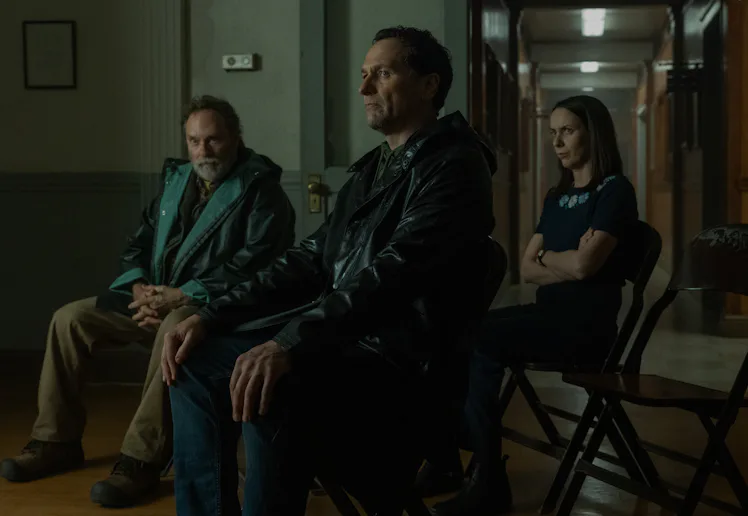 Stephen Root, Matthew Rhys and Kate O’Flynn in "Widow’s Bay," now streaming on Apple TV.