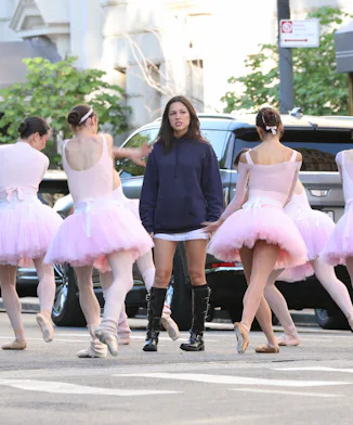Olivia Rodrigo filming her "Stupid Song" music video on the streets of NYC.
