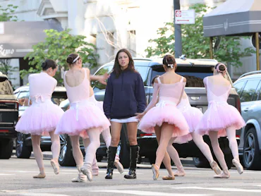 Olivia Rodrigo filming her "Stupid Song" music video on the streets of NYC.