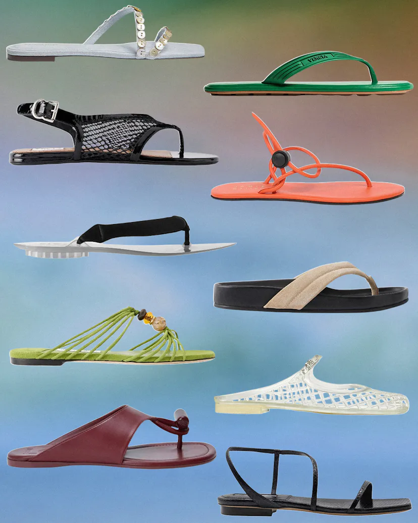 a collage of summer sandals