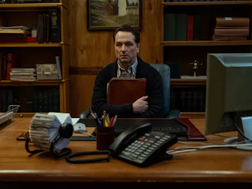 Matthew Rhys as Mayor Tom Loftis in Widow's Bay