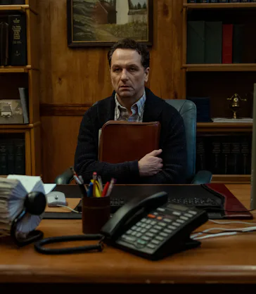 Matthew Rhys as Mayor Tom Loftis in Widow's Bay