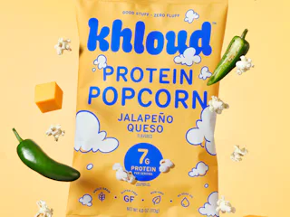 I tried Khloud's new Jalapeño Queso protein popcorn.