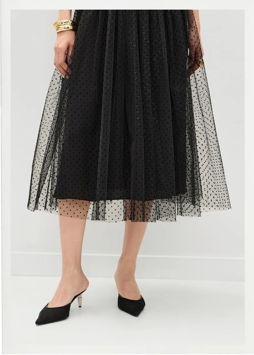 Tulle Dot Midi Skirt