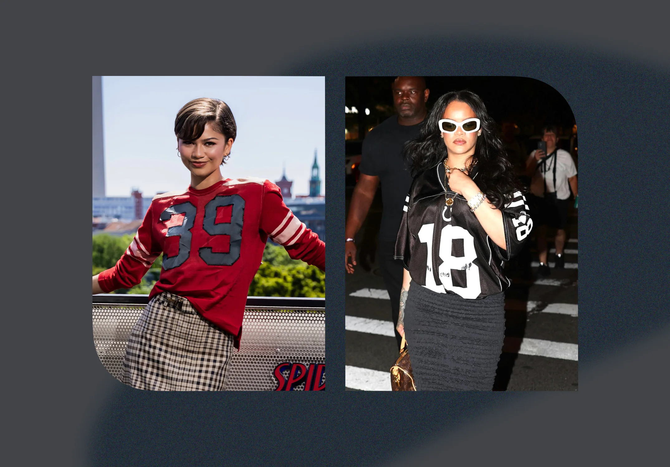 Zendaya and Rihanna style the soccer-inspired aesthetic. 