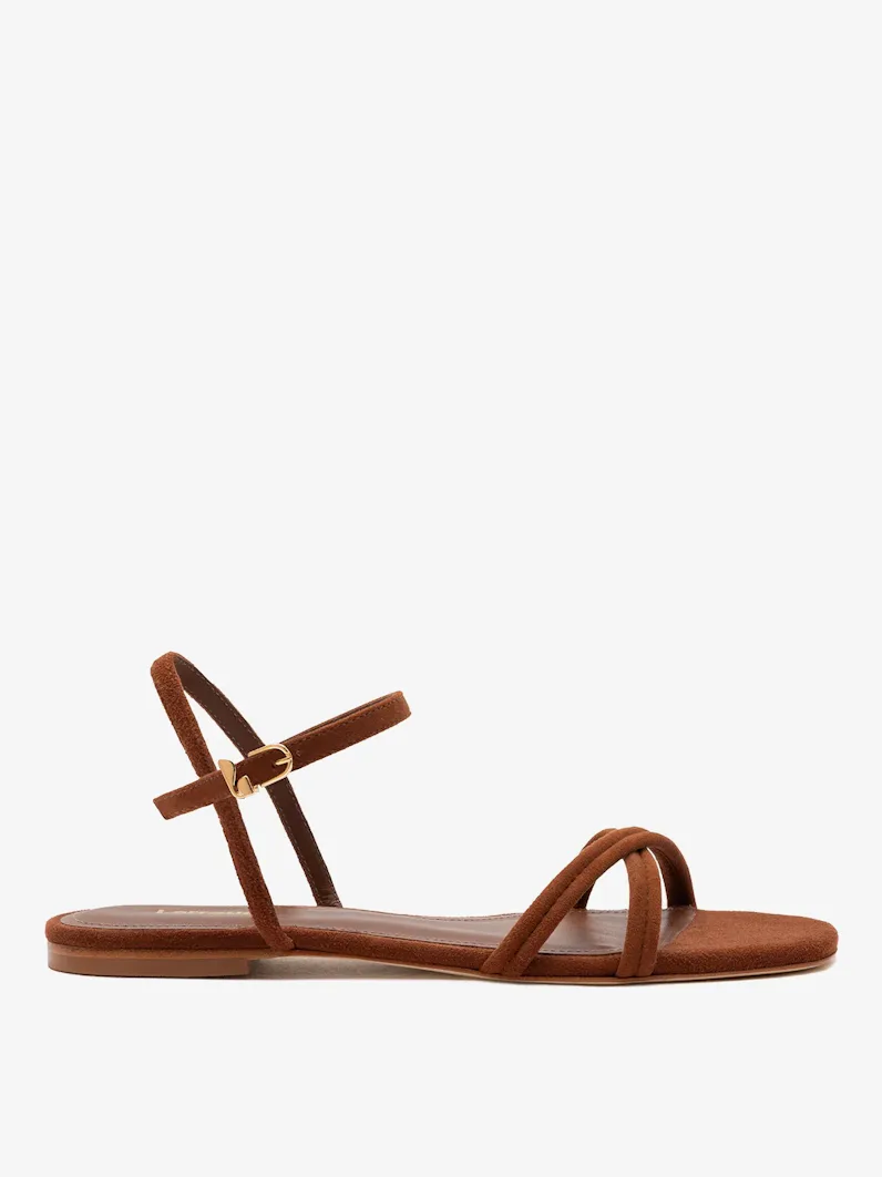 Annie Ankle Strap Sandal in Burnt Umber Leather