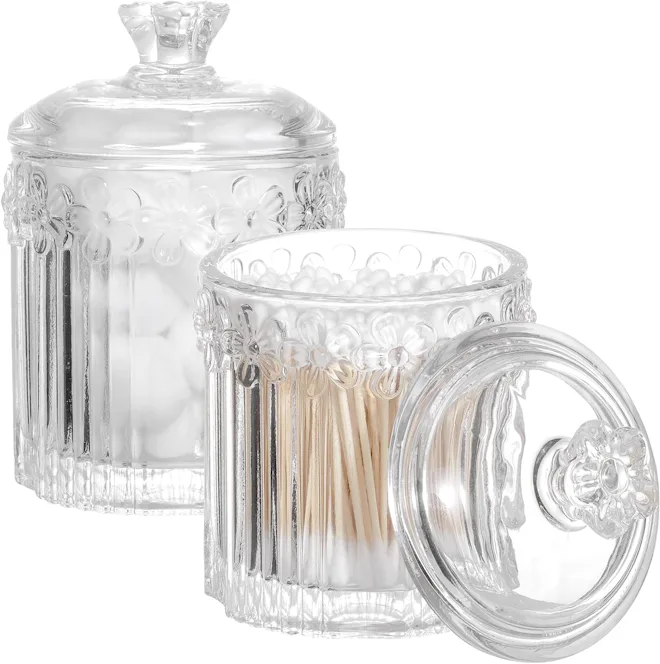 rejomiik Q-Tip Glass Apothecary Jars (2-Pack)