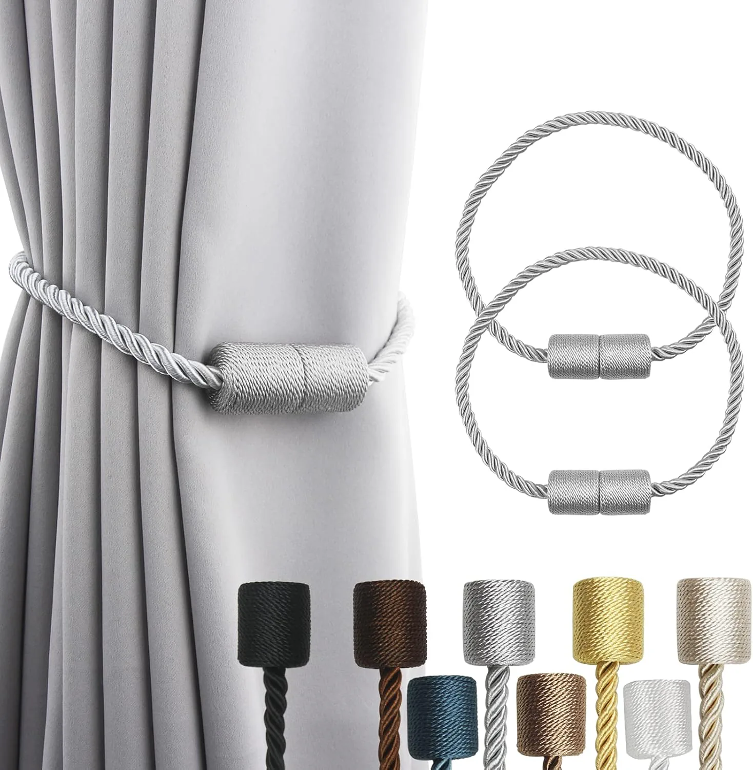 Porlau Magnetic Curtain Tiebacks (2-Pack)
