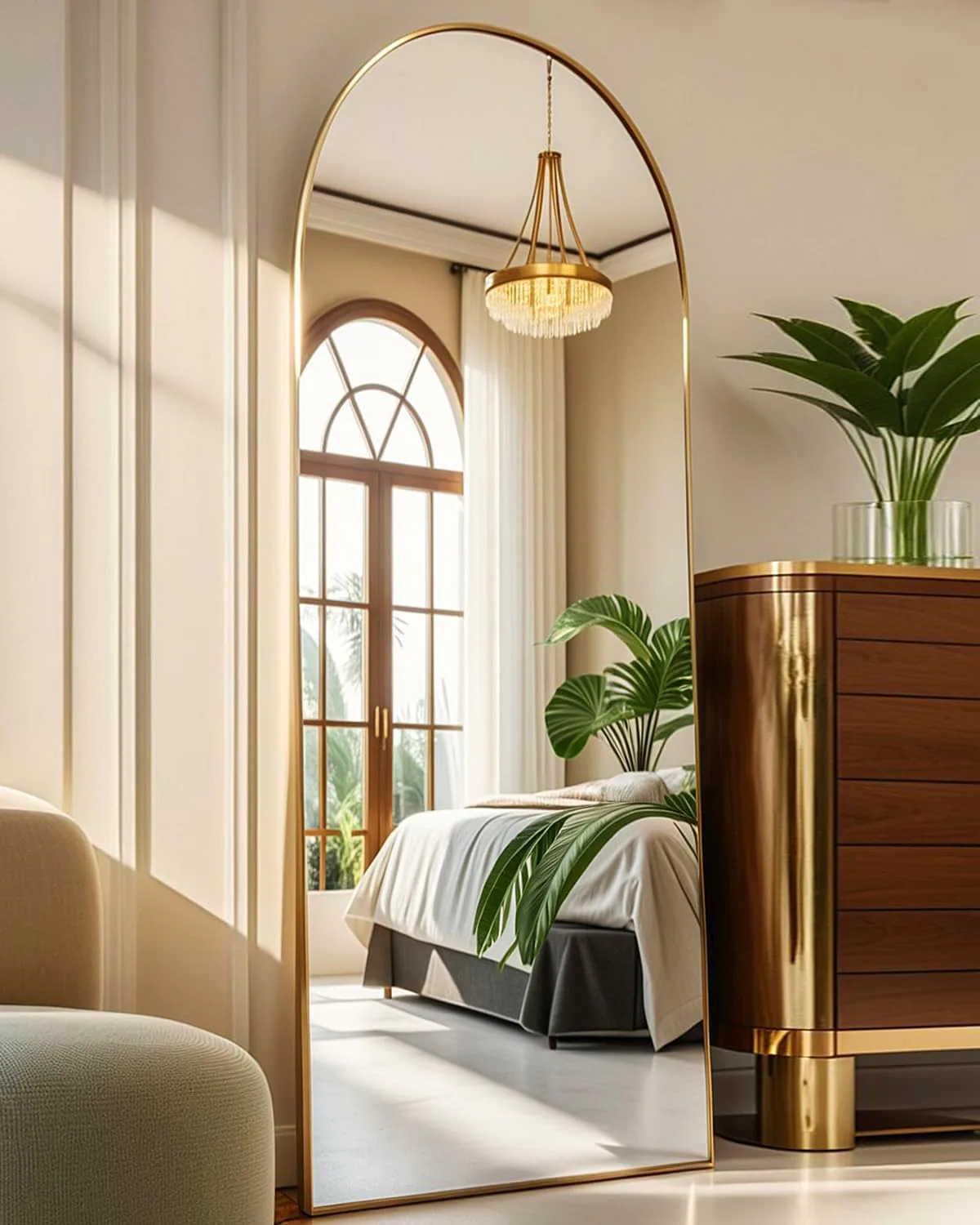 NEARBYSD Arched Full Length Mirror