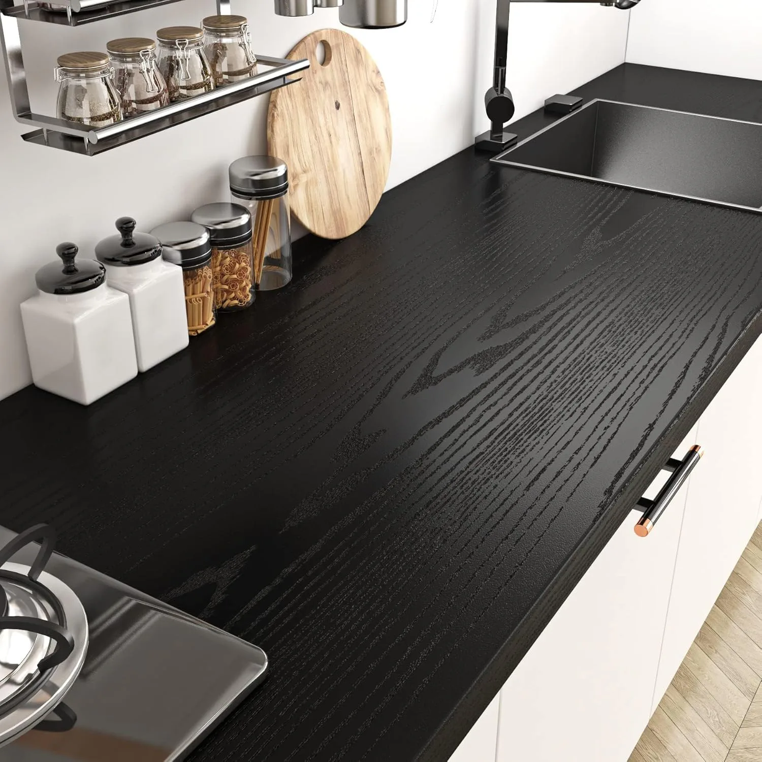 Livelynine Black Wood Contact Paper
