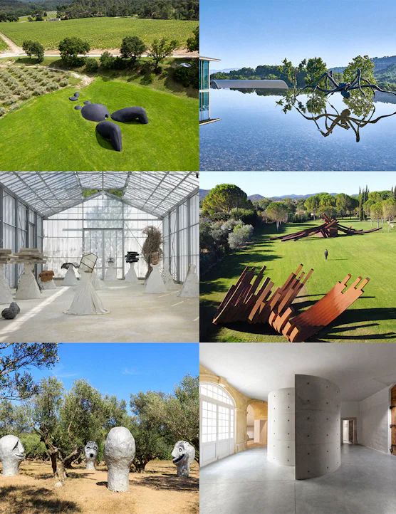 From top left, artworks as seen at Château La Coste (top two images); La Ribeaute;