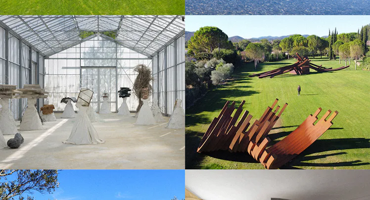From top left, artworks as seen at Château La Coste (top two images); La Ribeaute;