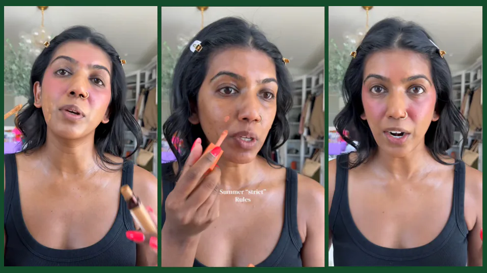 Stills from a Tik Tok of influencer Vidya Gopalan sharing her strict summer rules for her kids.