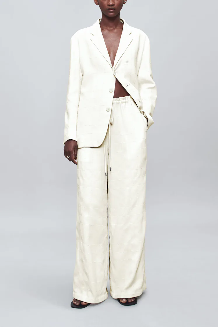 Wesley Drawstring Pant In Boucle Grid