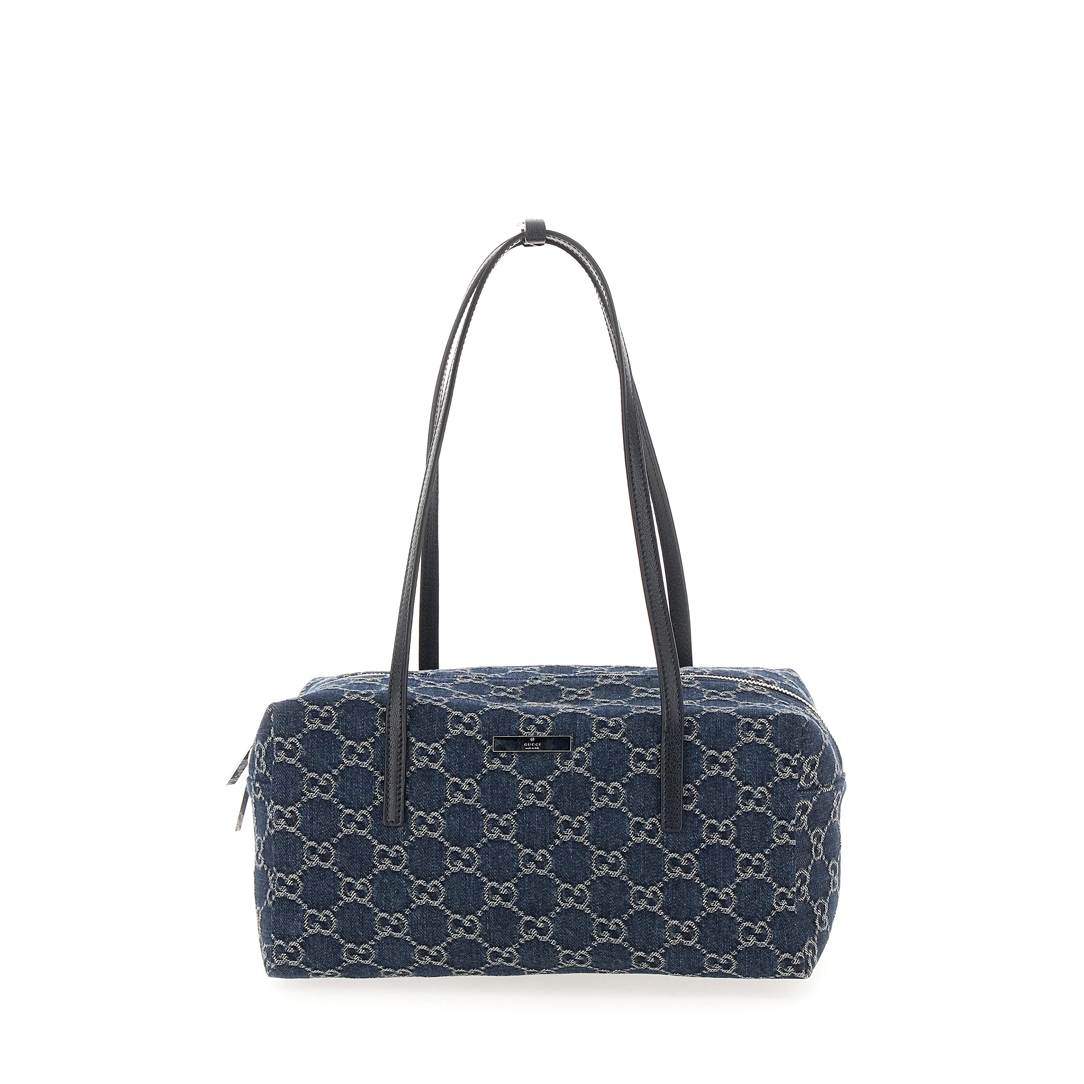 Melrose Medium Boston Bag in Dark Blue GG Denim