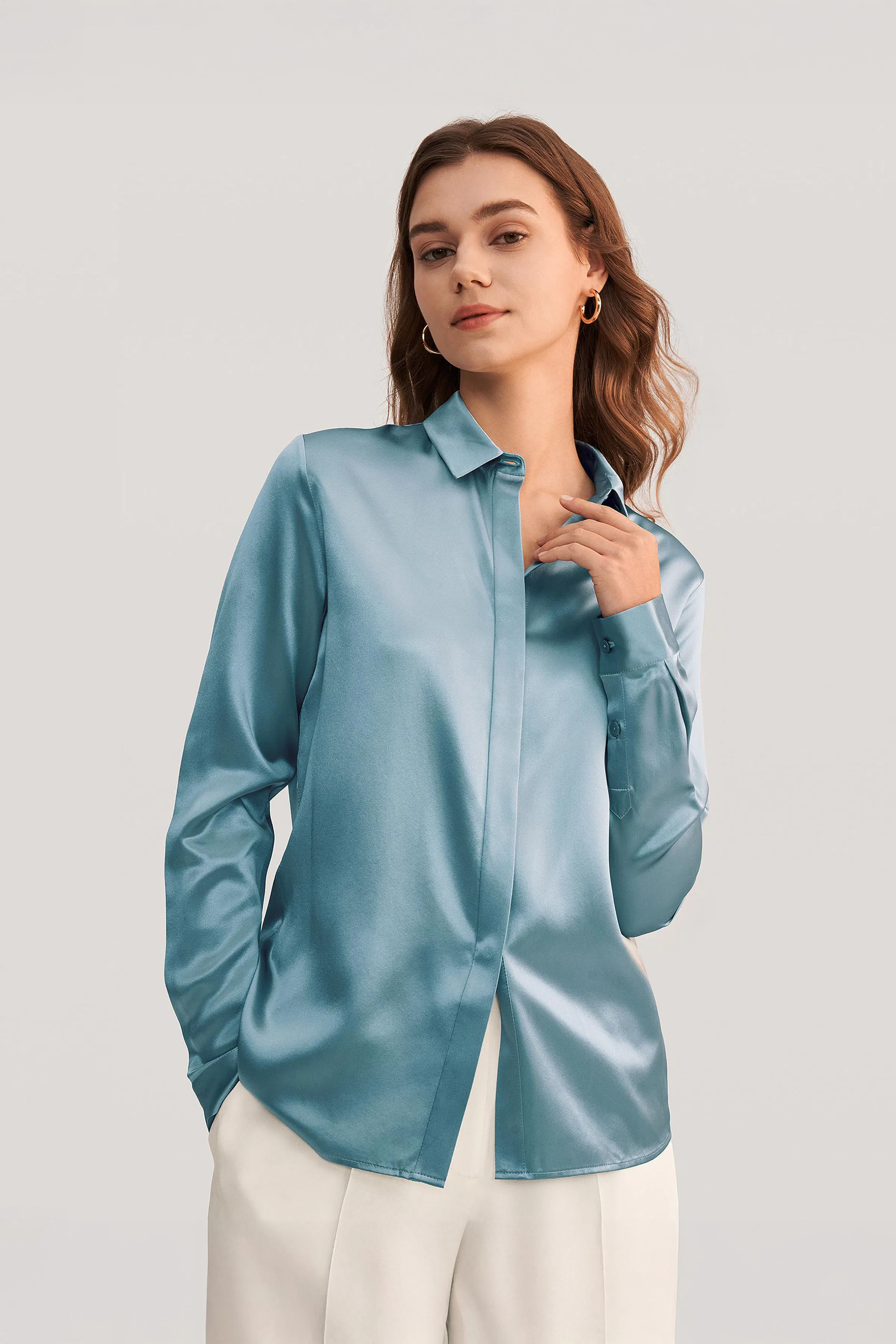 Lilysilk Basic Concealed Placket Silk Shirt