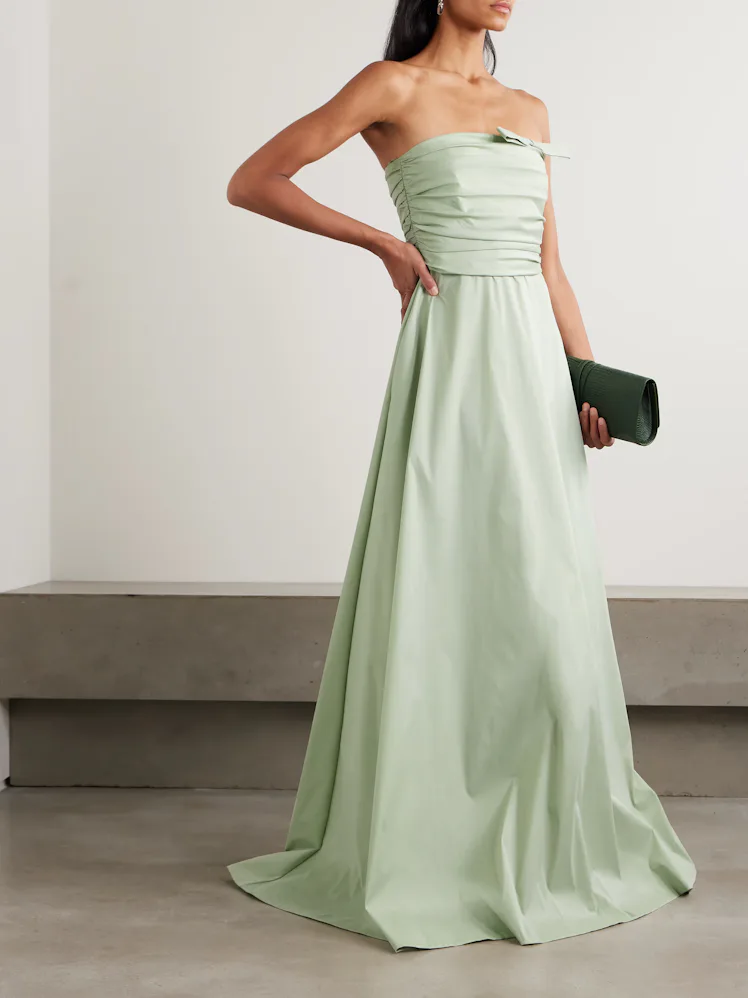 Lucinda Strapless Bow-Detailed Taffeta Gown